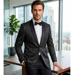 Sand Copenhagen Red Carpet Black Snakeskin Jacquard Tuxedo Jacket 110/44R NWOT‎